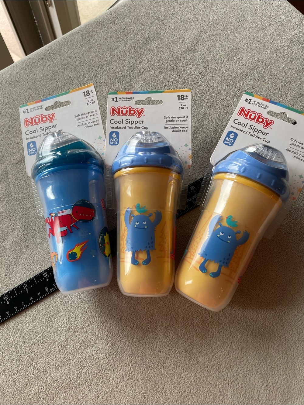 3 ( three) Nuby Toddler Insulated Toddler Cups gentle on teeth 9 oz New